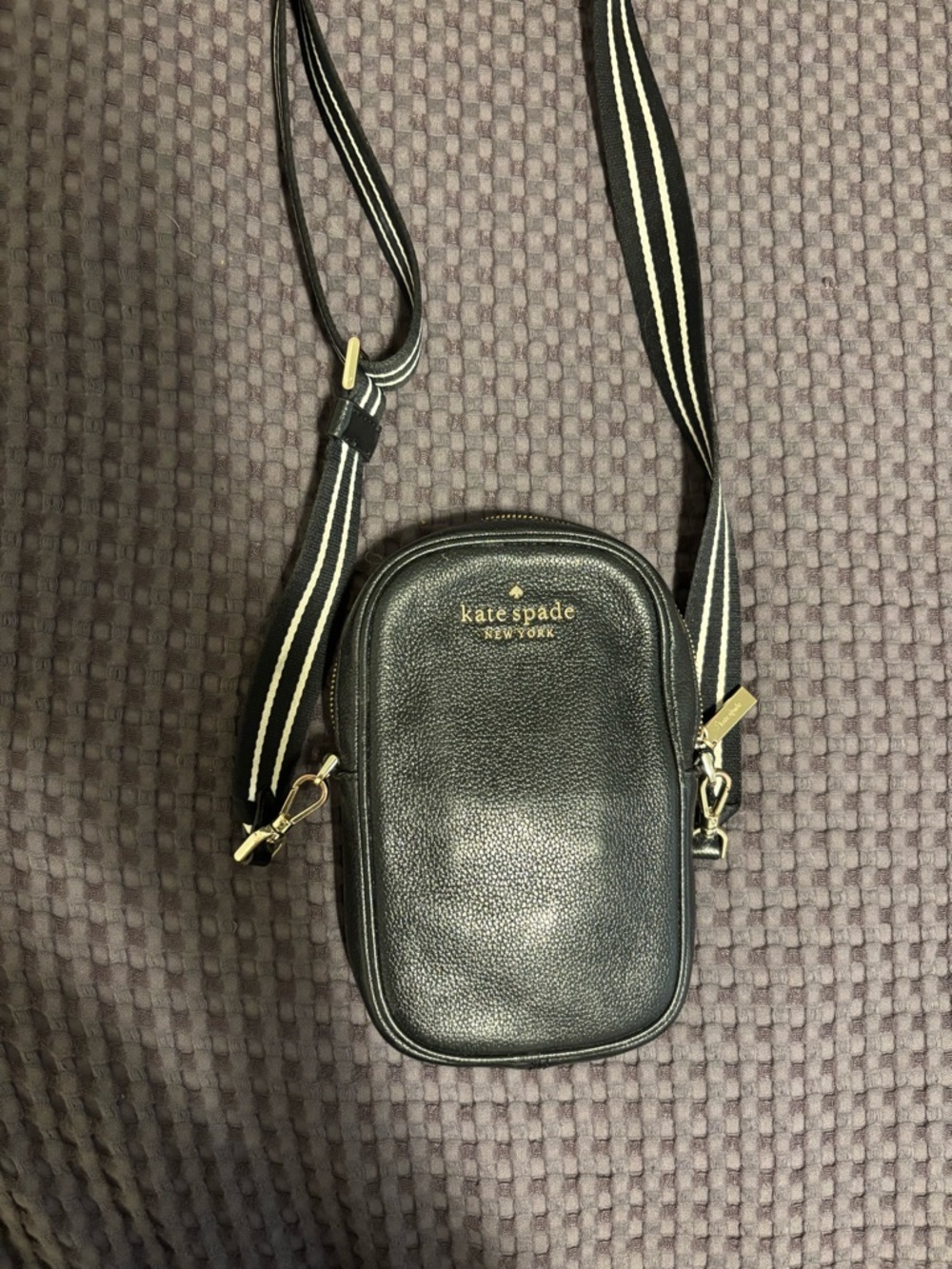 Kate Spade Black Pebbled Leather Crossbody Phone Bag